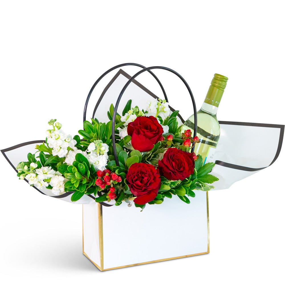 Petals and A Pour Tote with White Wine