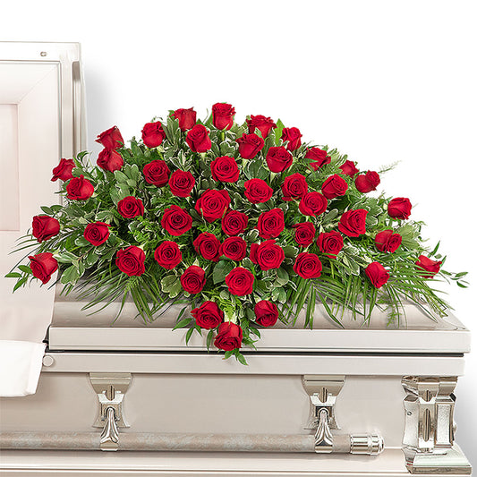 Red Roses Casket Spray - 50