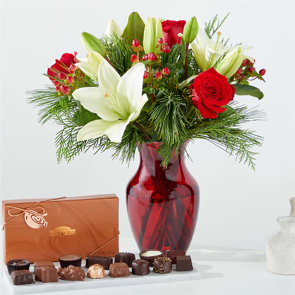 Evergreen Delight Bouquet and Chocolate Gift Set